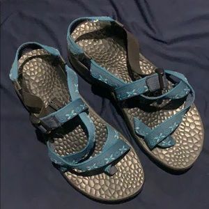 Women’s Blue and Black Chacos